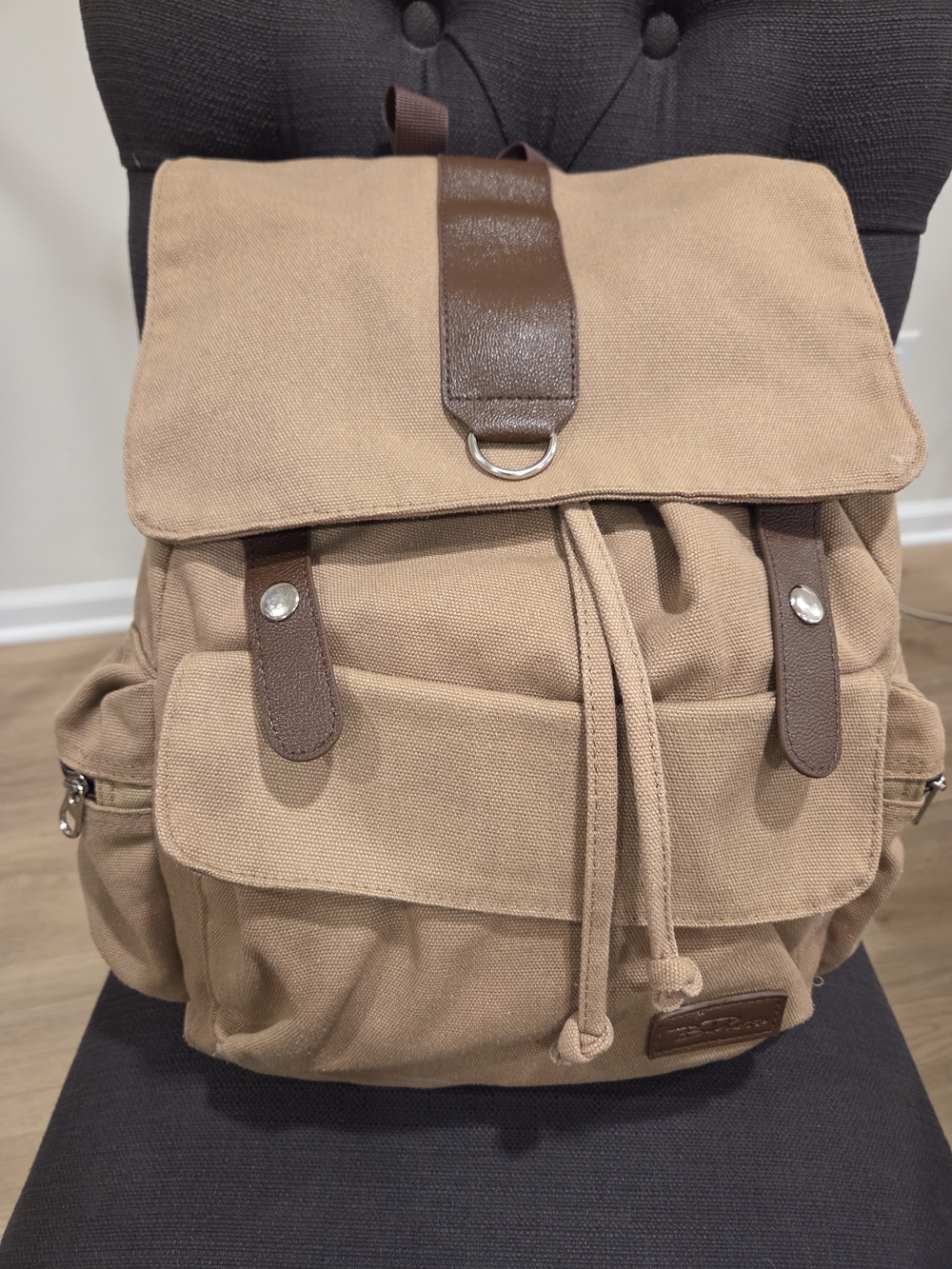 Bella Russo Backpack Unisex Medium Canvas Khaki Vintage Rucksack Gorpcore Bag